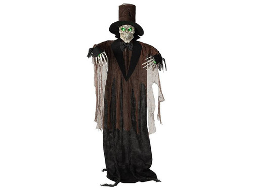 Light Up Standing Black Skeleton, 5 1/2 Ft Tall