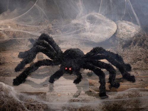 Light Up Animated Fuzzy Spider, 31 1/2" x 7 3/4"