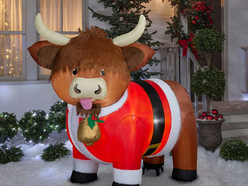 6 ft inflatable Highlander cow Christmas yard decoration with LED lights 6 ft inflatable Highlander cow Christmas yard decoration with LED lights