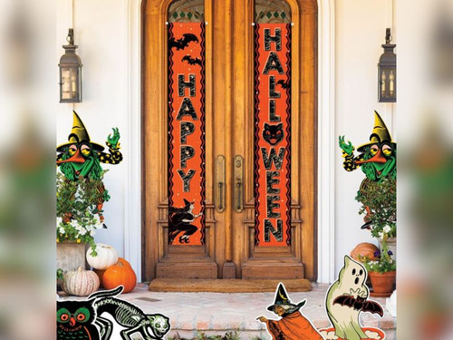 Vintage Halloween Fabric Door Panel Set | Pack of 2