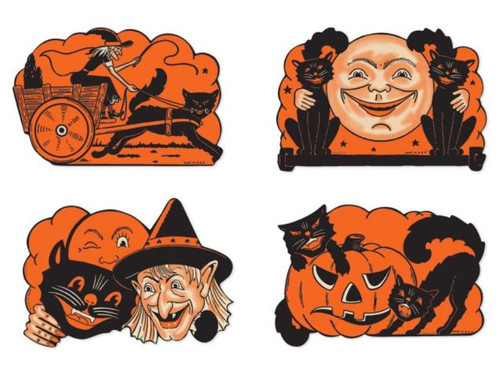  Wholesale Vintage Halloween Cat Cutouts | Four Packs of 4