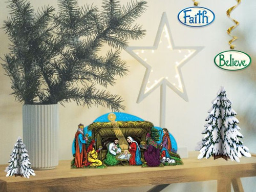 Vintage Christmas Glittered Nativity Scene Vintage Christmas Glittered Nativity Scene