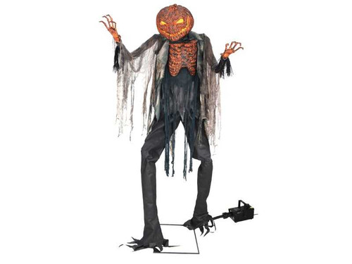 7 ft animated scorched scarecrow with fog machine Halloween decoration