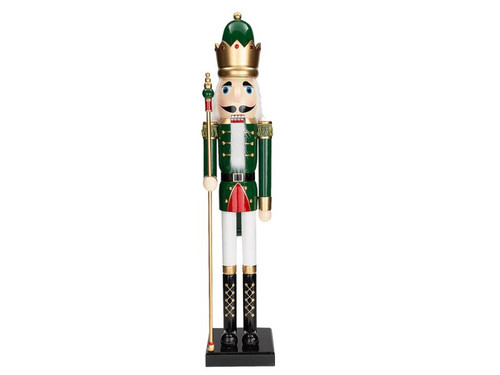 5ft Giant Classic Green Wood Nutcracker with Scepter