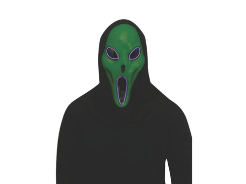 Green Light Up Alien Spawn Mask - LED Halloween Costume Mask with Hood