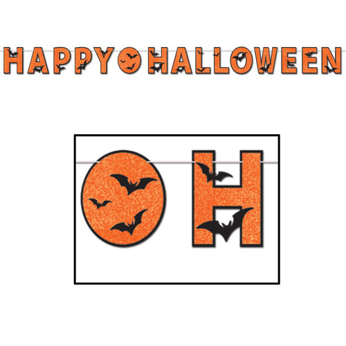Glittered Happy Halloween Streamer - 3 Units
