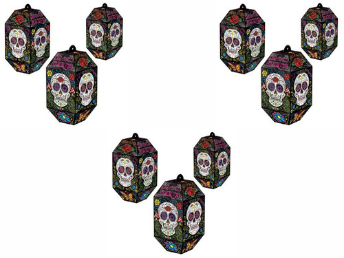Foil Day Of The Dead Paper Lanterns - 9 pcs