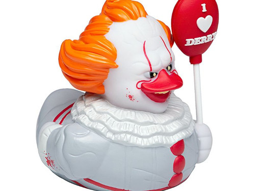 Creepy clown rubber duck with “I ♥ Derry” balloon