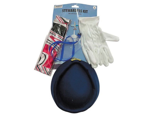 Stewardess Costume Accessory Kit - 6 Pc