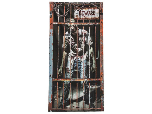 full view of 6.5 ft zombie curtain with cage bars