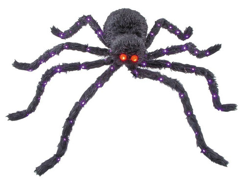 Creepy black spider with bendable legs for wall or ceiling