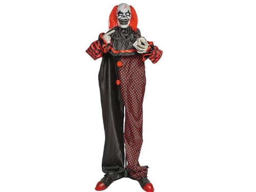 Standing skeletal clown in dark costume