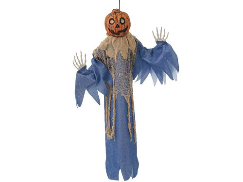 Hanging Blue & Burlap Pumpkin Man - 27 1/2"