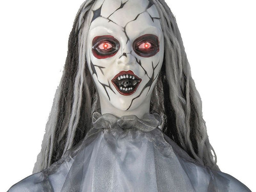5 Ft 6 In Animated Cracked Face Woman - Halloween Prop