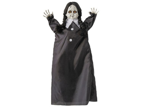 27.5" Animated Hanging Doll - Cracked Face Halloween Prop