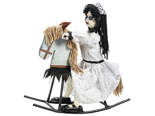 28 In Life-Size Girl on Rocking Horse Halloween Prop