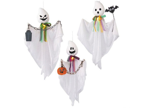 27 1/2" Hanging White Ghosts Halloween Decoration - Set of 3