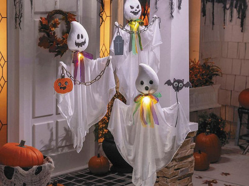 27 1/2" Hanging White Ghosts Halloween Decoration - Set of 3
