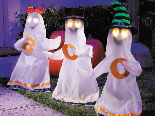 27.5" Light-Up Talking Ghost Trio - Halloween Boo Decor