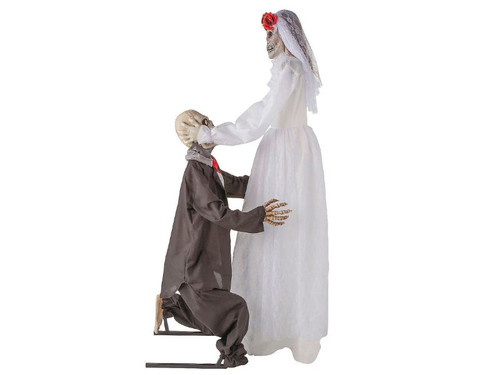 Animated Skeleton Wedding Couple - 5'10" Halloween Bride and Groom Prop