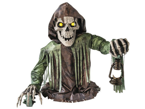 Animated Corroded Skeleton Reaper - 4 Ft. 10 In - Light-Up Halloween Prop