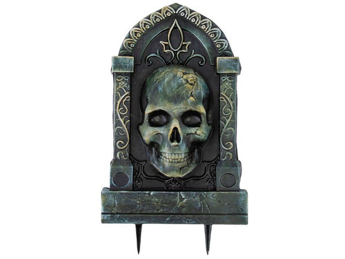 Tombstone with 3D Skull - 21 In - Halloween Yard Prop
