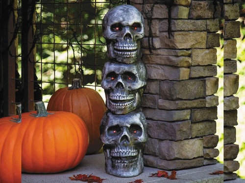 28 inch LED light-up Halloween skull stack blow mold prop