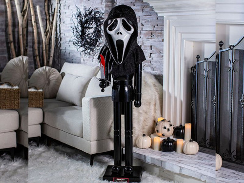 5 foot Ghost Face Halloween nutcracker holding bloody knife