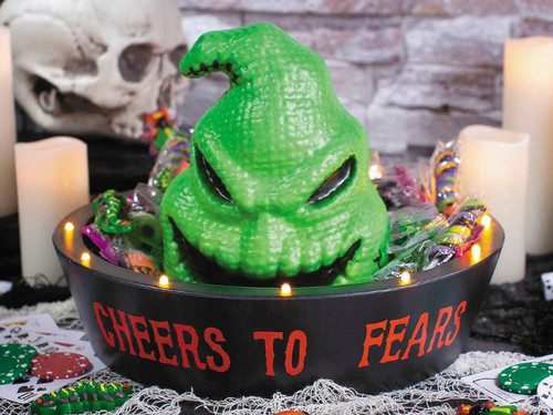 Oogie Boogie light-up Halloween candy bowl with green head and rim lights