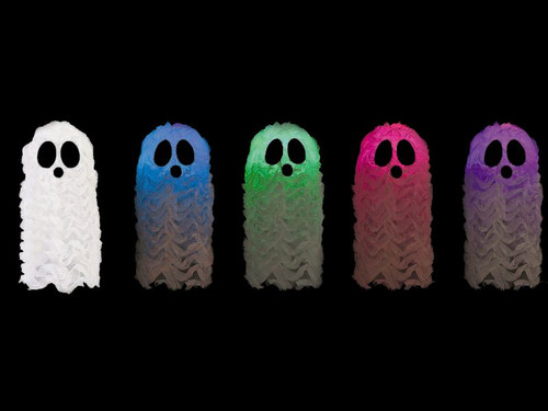 Hanging Shaggy Ghost - Light-Up LED Face - Halloween Decoration