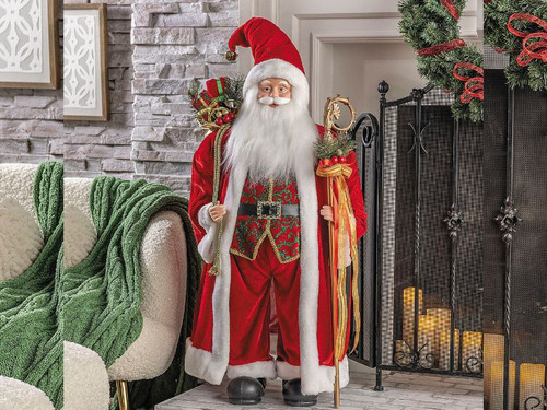 Santa Figure - 36 1/2 In - Christmas Decoration with Bag & Staff