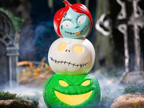 Light-Up Jack Sally Oogie – 18 1/2 In – Halloween Pumpkin Stack Decoration