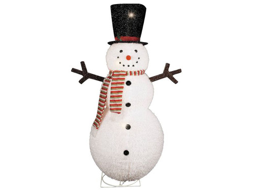 illuminated snowman yard display with glowing lantern and festive lights