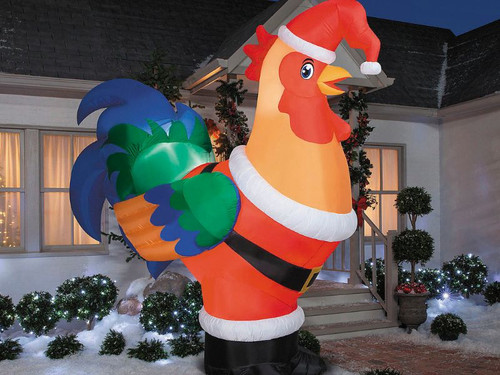 9 foot inflatable rooster Santa outdoor Christmas yard decoration 9 foot inflatable rooster Santa outdoor Christmas yard decoration