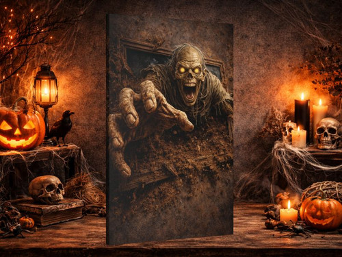 zombie breakout canvas wall art in haunted room halloween decor realistic horror scene wall display