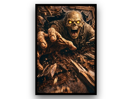 ROTREACH zombie wall art with hand lunging out of canvas