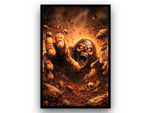 GRAVECLAW undead rising canvas wall art with graveyard scene