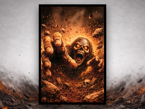 3D undead breakout canvas with zombie claw emerging from ground