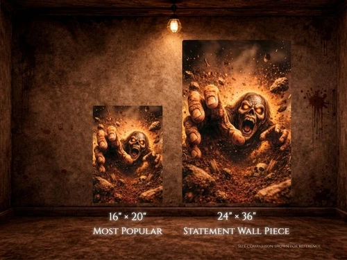 horror canvas size comparison wall display 16x20 and 24x36 dimensional wall art