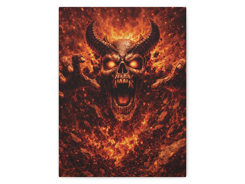 horned skull fire explosion wall decor