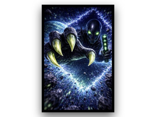RIFTMAW alien wall art with monster bursting through space tear