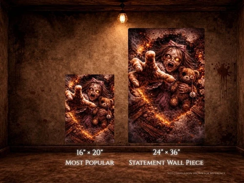 horror canvas size comparison wall display 16x20 and 24x36 dimensional wall art