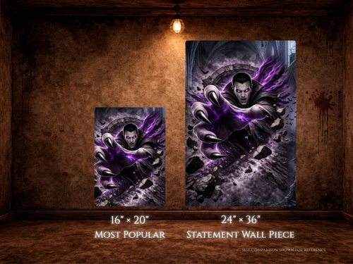 horror canvas print vampire breaking through ruins