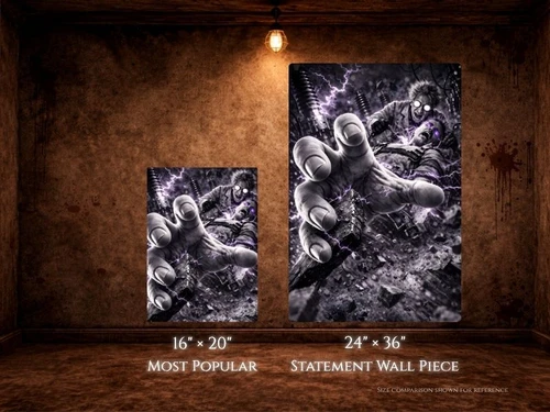 Frankenstein style mad scientist canvas art 3D illusion horror wall decor breakout design