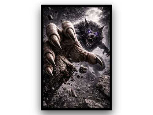 3D wolf canvas horror decor full moon scene