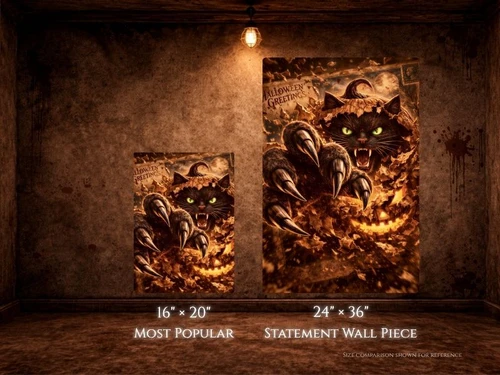 halloween canvas art black cat bursting from jack o lantern