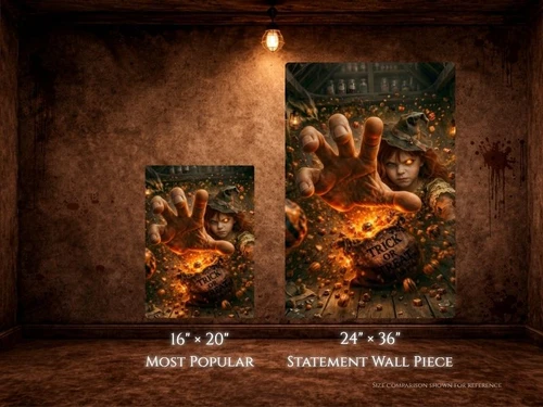 16x20 24x36 trick or treater girl halloween canvas size reference