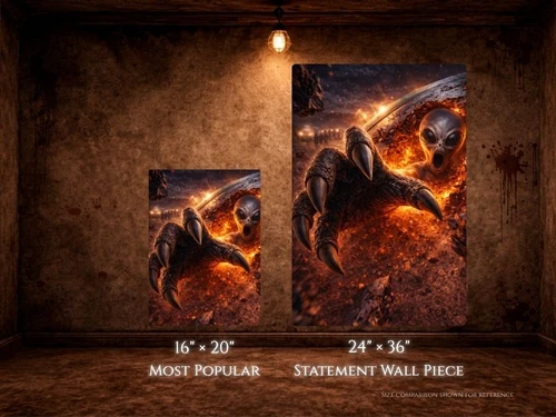 16x20 24x36 alien crash site canvas wall art size reference