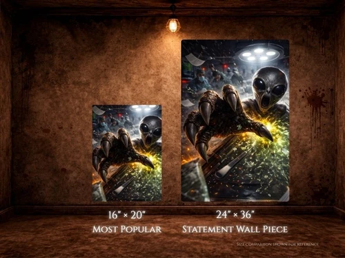16x20 24x36 alien autopsy canvas wall art size reference