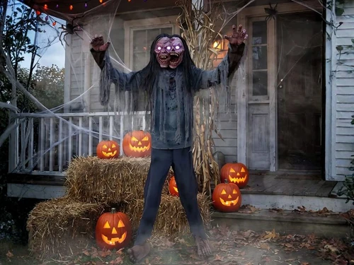 animated jack and jill zombie halloween decoration light up eyes